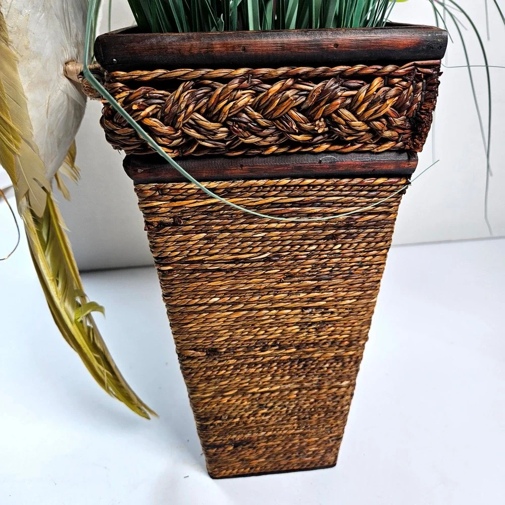 Floral‎ Wall Decor OS Brown Pink Tropical Orchid Bird Tiki Arrangement Beach